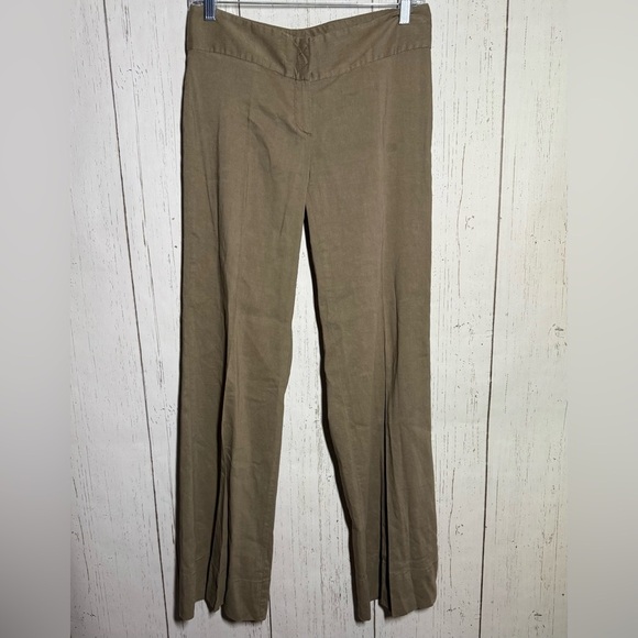 Theory Brown Wide Leg Pleated Lightweight Linen Blend Dress Pants Size 2 - Picture 1 of 5